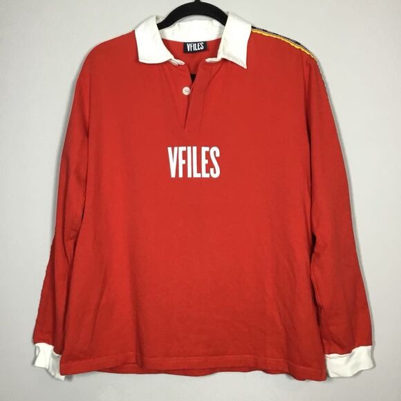 VFiles Red Unisex Blokecore Rugby Preppy Sporty Casual Oversized Polo Shirt S - Picture 1 of 8